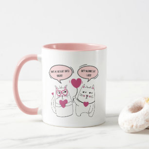 Funny Cat Couple Sarcastic Valentines Day  Mug