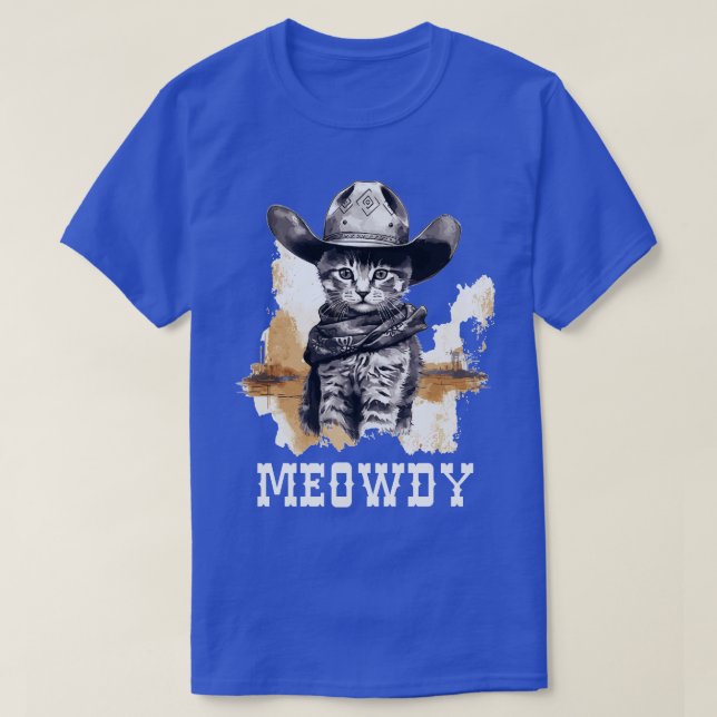Funny Cat Cowboy Cowgirl Meow Howdy Meowdy 2 T-Shirt (Design Front)