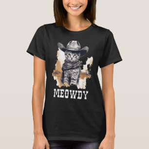 Funny Cat Cowboy Cowgirl Meow Howdy Meowdy T-Shirt