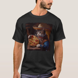Funny Cat Cowboy Pizza T-Shirt