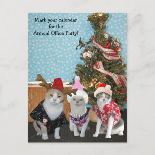 Funny Cat Coworkers/Office Party Invitation Postcard