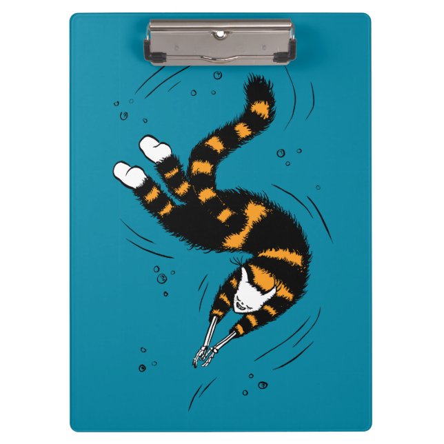 Funny Cat Creature Skeleton Hands Swimming Dark Clipboard (Front)
