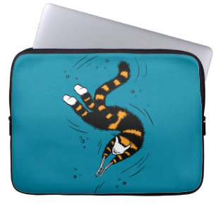 Funny Cat Creature Skeleton Hands Swimming Dark Laptop Sleeve
