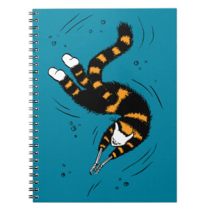 Funny Cat Creature Skeleton Hands Swimming Dark Notebook