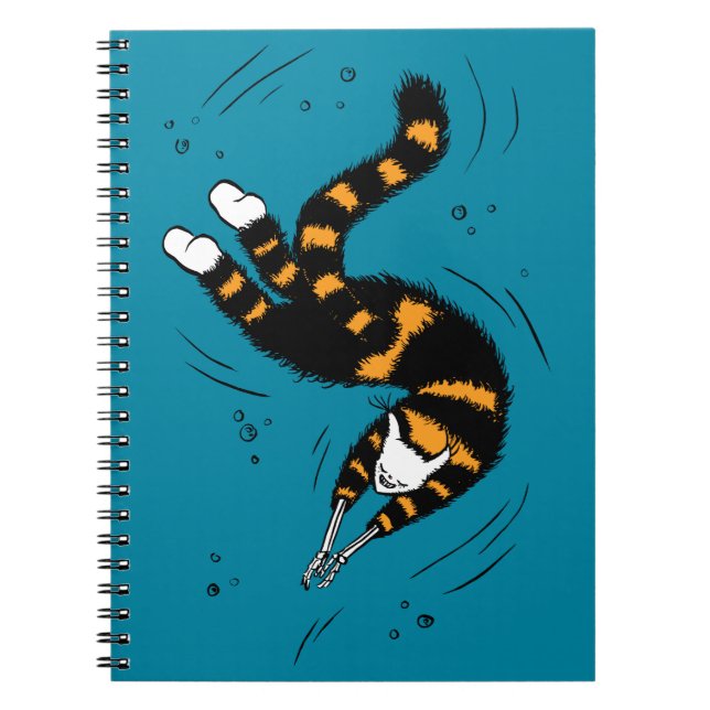Funny Cat Creature Skeleton Hands Swimming Dark Notebook (Front)