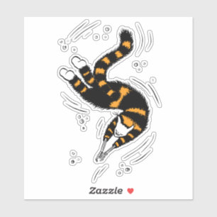 Funny Cat Creature With Skeleton Hands Swimming