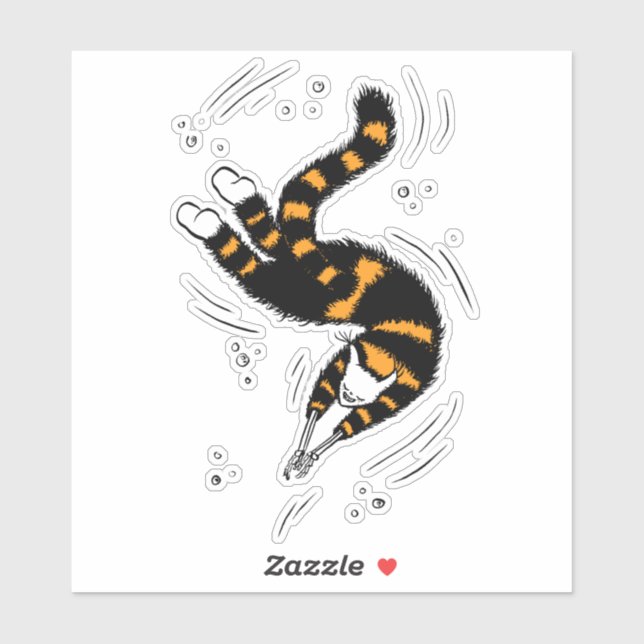 Funny Cat Creature With Skeleton Hands Swimming (Sheet)