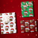 Funny Cat Custom Face Photo Santa Hat Christmas Wrapping Paper Sheet<br><div class="desc">Funny Cat Custom Face Photo Santa Hat Christmas Wrapping Paper Sheets</div>