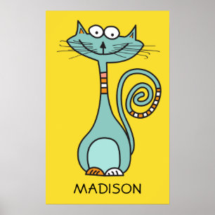 Funny Cat custom name & colour poster