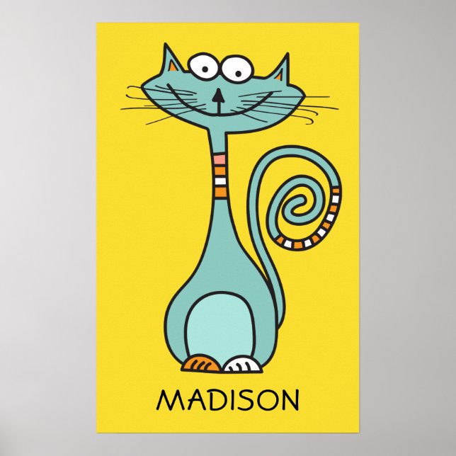 Funny Cat custom name & colour poster (Front)