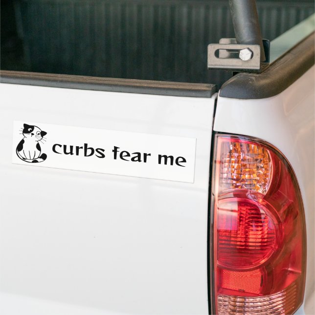Funny Cat Custom Text Curbs Fear Me Car Bumper Sticker (On Truck)