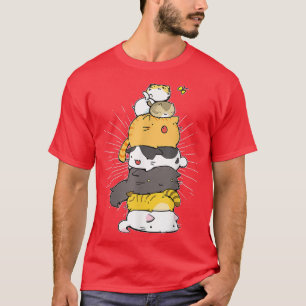 Funny Cat Cute Kitty Pile Cats Anime Kawaii Neko J T-Shirt