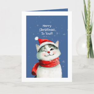 Funny Cat Cute Merry Christmas Card