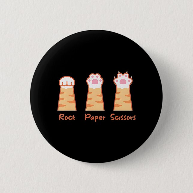 Funny Cat Cute Rock Paper Scissors Cat Paws 6 Cm Round Badge (Front)