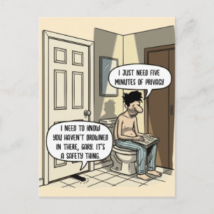 Funny Cat Dad Bathroom Humour Gift Postcard