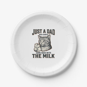 Funny Cat Dad Came Back With The Milk Vintage Shir Paper Plate
