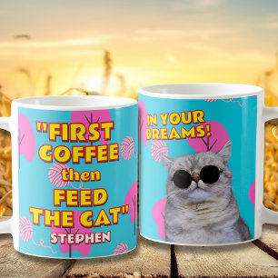 Funny Cat Dad Gift - Custom Name And Photo Coffee Mug