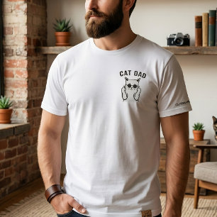 Funny Cat Dad Middle Finger Cat with Sunglasses T-Shirt