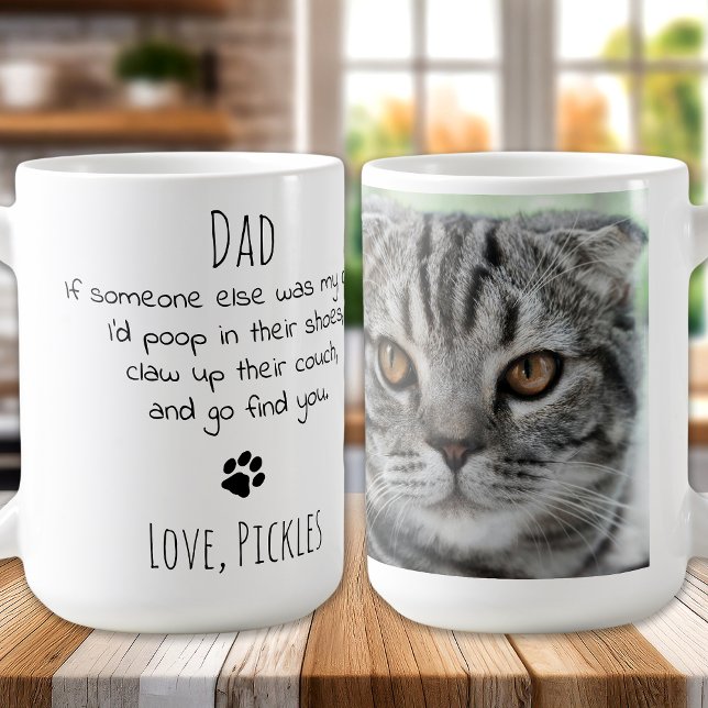 Funny Cat Dad Personalised Pet Photo Coffee Mug (Creator Uploaded)