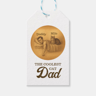 Funny Cat Dad Sleeping Illustration Gift Tags