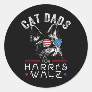 Funny Cat Dads For Harris Waltz 2024 Usa Flag Classic Round Sticker
