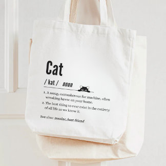 Funny Cat Definition Black and White Pet Parents Tote Bag