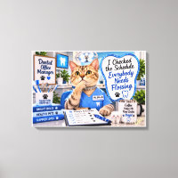 Funny Cat Dental Office Manager Canvas Wall Art   