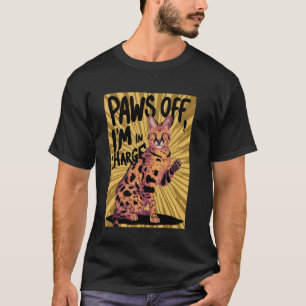 Funny Cat Design Paws Off I'm Charge Bengal Cat T-Shirt