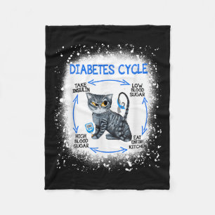 Funny Cat Diabetes Cycle Insulin Diabetes Awarenes Fleece Blanket