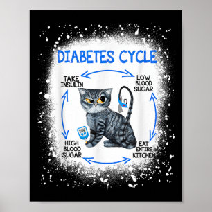 Funny Cat Diabetes Cycle Insulin Diabetes Awarenes Poster