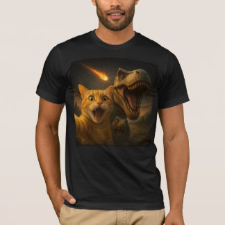 Funny Cat Dino Selfie Meteor Meme Surreal Apocalyp T-Shirt