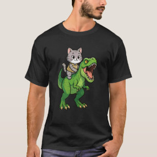Funny Cat Dinosaur Trex Zoo Keeper Mum Dad Kids T-Shirt