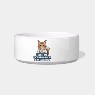 Funny Cat Doctor Animal Humor Illustration Bowl
