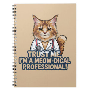 Funny Cat Doctor Animal Humor Illustration Notebook