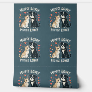 Funny Cat & Dog Cute Pet Couple Cartoon Background Wallpaper