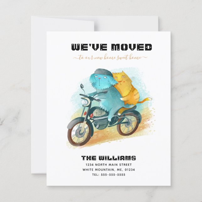 Funny Cat Dog Riding Motorcycle Budget Moving Card (Front)