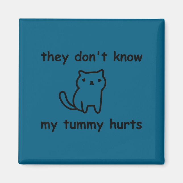 Funny Cat Don' Know Tummy Hurts Magnet (Front)