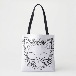 Funny Cat Drawing Tote Bag