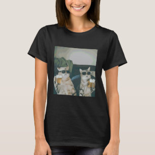 Funny Cat Drinking Beer Buddy Cat Lovers for Men W T-Shirt