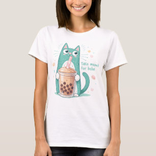 Funny Cat Drinking Boba Shirt, Cute Kawaii Cat Bub T-Shirt