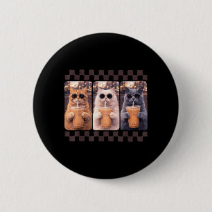 Funny Cat Drinking Iced Coffee Meme Animal Iced 6 Cm Round Badge