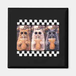 Funny Cat Drinking Iced Coffee Meme Animal Iced Magnet