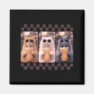 Funny Cat Drinking Iced Coffee Meme Animal Iced Magnet