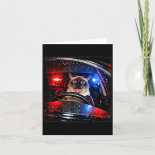 Funny Cat Driving Police Chase Kitten Meme Humour Card