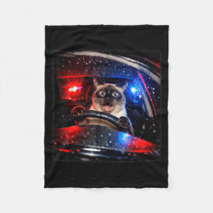 Funny Cat Driving Police Chase Kitten Meme Humour Fleece Blanket