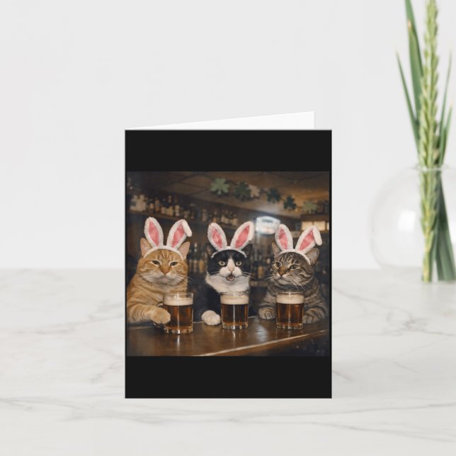 Funny Cat Easter Day Design Men Women Card (Front)