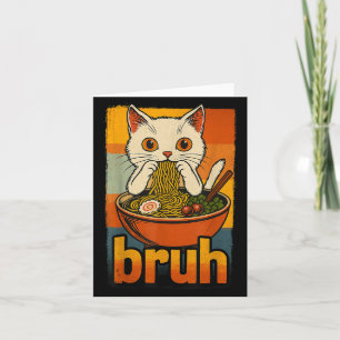 Funny Cat Eating Japanese Ramen Noodles Men Women Card
