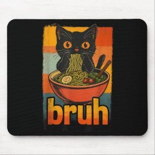 Funny Cat Eating Japanese Ramen Noodles Men Women Mouse Pad