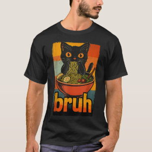 Funny Cat Eating Japanese Ramen Noodles Men Women T-Shirt