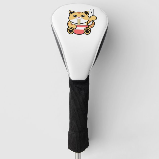Funny cat eating ramen golf head cover (Front)
